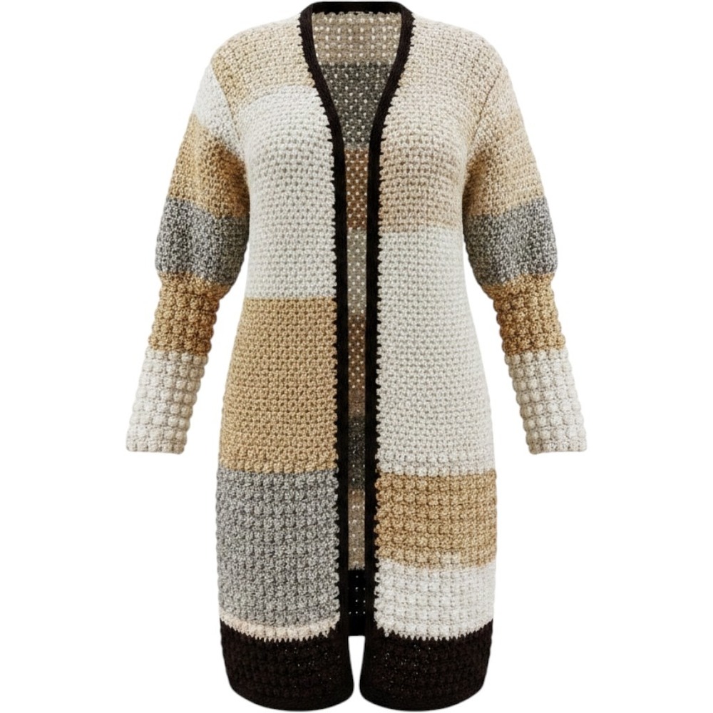 Handmade Crochet Patchwork Cardigan Oversized Chunky Sweater Cottagecore Cozy